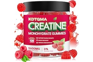 KDTQMA Creatine Monohydrate Gummies for Men & Women 120 CT - 5600mg of Creatine Monohydrate per Serving, Chewable Creatine Monohydrate for Muscle Support & Energy Boost, Sugar Free, Vegan (Raspberry Flavor)