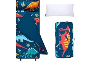 Wildkin Kids Microfiber Nap Mat – Soft Sleep Mat with Pillow, Ideal for School & Travel - Jurassic Dinosaurs