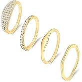 YEEZII Gold Rings for Women Non Tarnish, 14k Gold Plated Stacking Cubic Zirconia Thumb Rings, Dainty Stackable Gold Knuckle Rings Set Size 6-10 (Gold-C, 7.5-7.75)