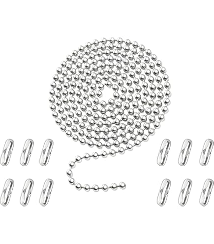 120in Ceiling Fan Pull Chain, 3mm Premium Metal Light Roller Blind Beaded Pull Chain Extension with 20pcs Connectors Practical Accessories for Light Fixture DIY Crafts (Red Bronze