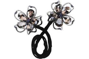 Alipis Elegant Rhinestone Flower Hair Bun Maker for Women Alloy Hair Disk for Buns Updos and Twists