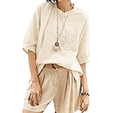 DEPENSL Women's Half Sleeve Button Down Shirts Embroidered Tops Spring Summer Beach Vacation Clothes 2026