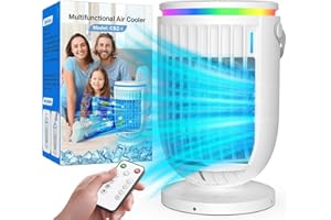 JYew AI Portable Air Conditioners Fan with 120° Rotating Function,Evaporative Mini Room Air Conditioners,Portable AC Unit Air Cooler with 4 in 1 Humidifier Fan Conditioner, AC Portable for Room Office