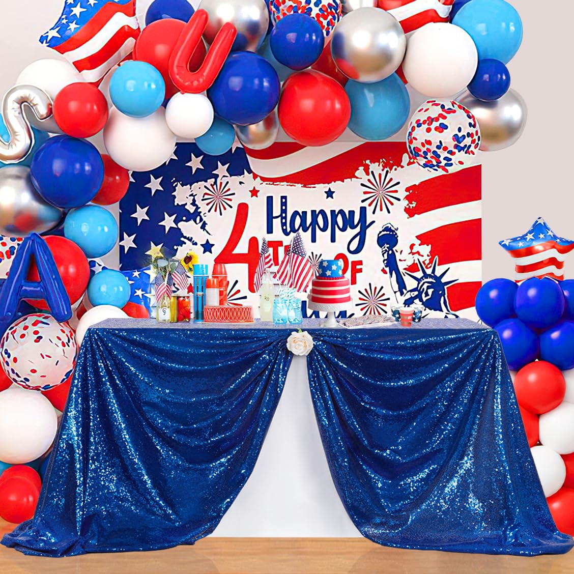 B-COOL Sequin Tablecloth Royal Blue Wedding Tablecloths for Round Table Blue Tablecloth Sequence Skirts Sequins Table Cloths Independence Day Parties 90x132 Inch Image B-COOL Sequin Tablecloth Royal Blue Wedding Tablecloths for Round Table Blue Tablecloth Sequence Skirts Sequins Table Cloths Independence Day Parties 90x132 Inch Image