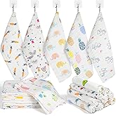 Tatuo 10 Pack Muslin Baby Burp Cloth Soft Washcloths 20'' x 10'' 6 Layer Soft Absorbent Newborn Rags Towel for Baby Shower Boys Girls Machine Washable for Sensitive Skin(Floral Pattern)