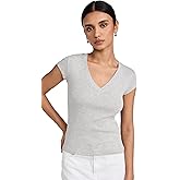 Splendid Women's Faye 1x1 V Neck Tee