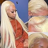 Myecool 30 Inch 613 Lace Front Wig Human Hair 13x5 Straight 613 HD Lace Frontal Wig Human Hair Pre Plucked Bleached Knots for Women(30Inch, Blonde)