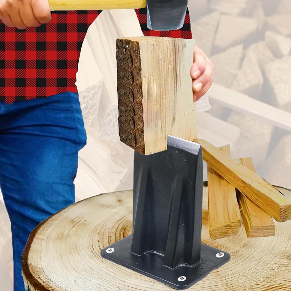 Spares2go Kindling Splitter Log Wedge 3kg Heavy Duty Cast Iron