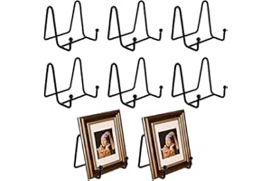 Hedume 8 Pack 3 Inch Iron Display Stand, Black Metal Easel Plate Display Photo Holder Stand, Picture Frame Holder Stand for P