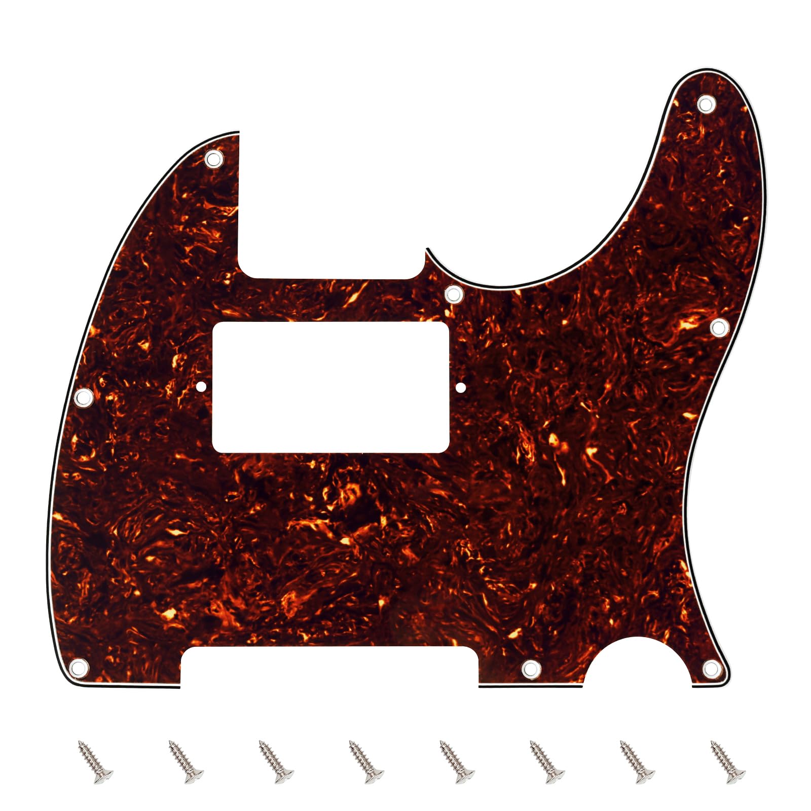 Banworks 4 Ply Tele HS/HH Pickguard 8-Hole Electric Guitar Pickguard Scratch Plate for USA/Mexican Modern Style Standard Tele Telecaster JT/HB-04 Dark Brown Tortoiseshell