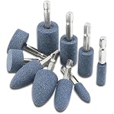 JUNLIXN 10 Pcs 1/4" Hex Shank Aluminum Oxide Drill Grinding Stones | Various Shape Aluminum Oxide Mounted Grinding Stone for Aluminum, Metal, Glass, Alloy, Steel, Molds for Drill, Rotary Tool