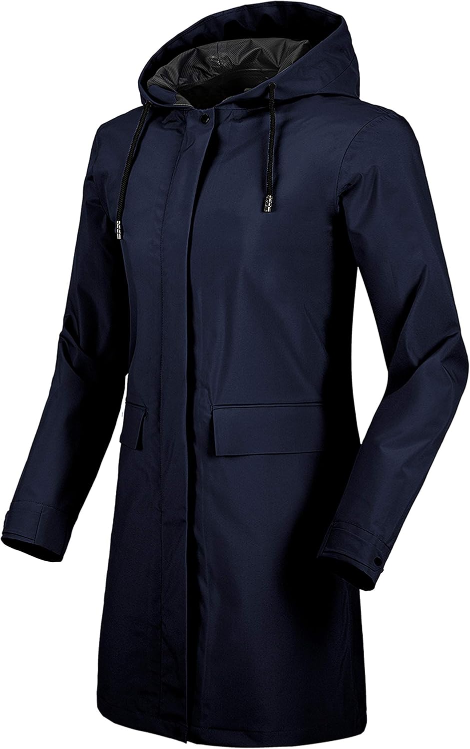 Wantdo Women's Lightweight Waterproof Raincoat Jacket with Hood Navy Blue M: Clothing