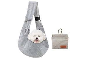 CONLI Small Dog Carrier Sling with Adjustable Strap & Dual Safety - Features Storage Pocket & Detachable Treat Pouch, Hands-Free Pet Sling for Chihuahuas, Yorkies Under 12lbs for Walking, Hiking