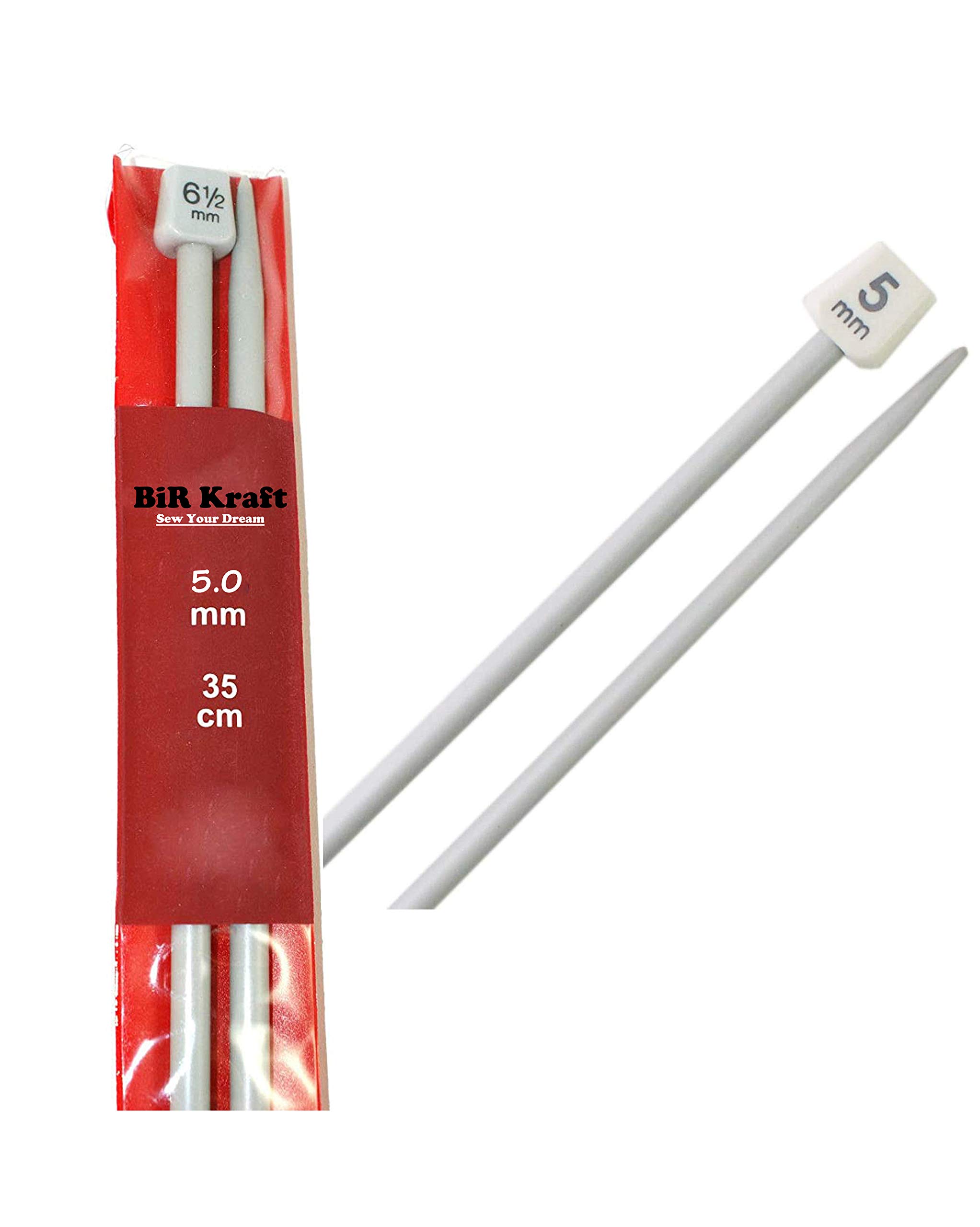 2 x Long Straight Plastic Knitting Needles (35cm) - Needle Diameter 5mm, 5.5mm, 6mm, 6.5mm, 7mm, 7.5mm, 8mm, 9mm and 10mm 2 x 2 .197 in