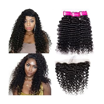 Amazon Com Allrun 2 3 Bundles With Frontal Brazilian Straight