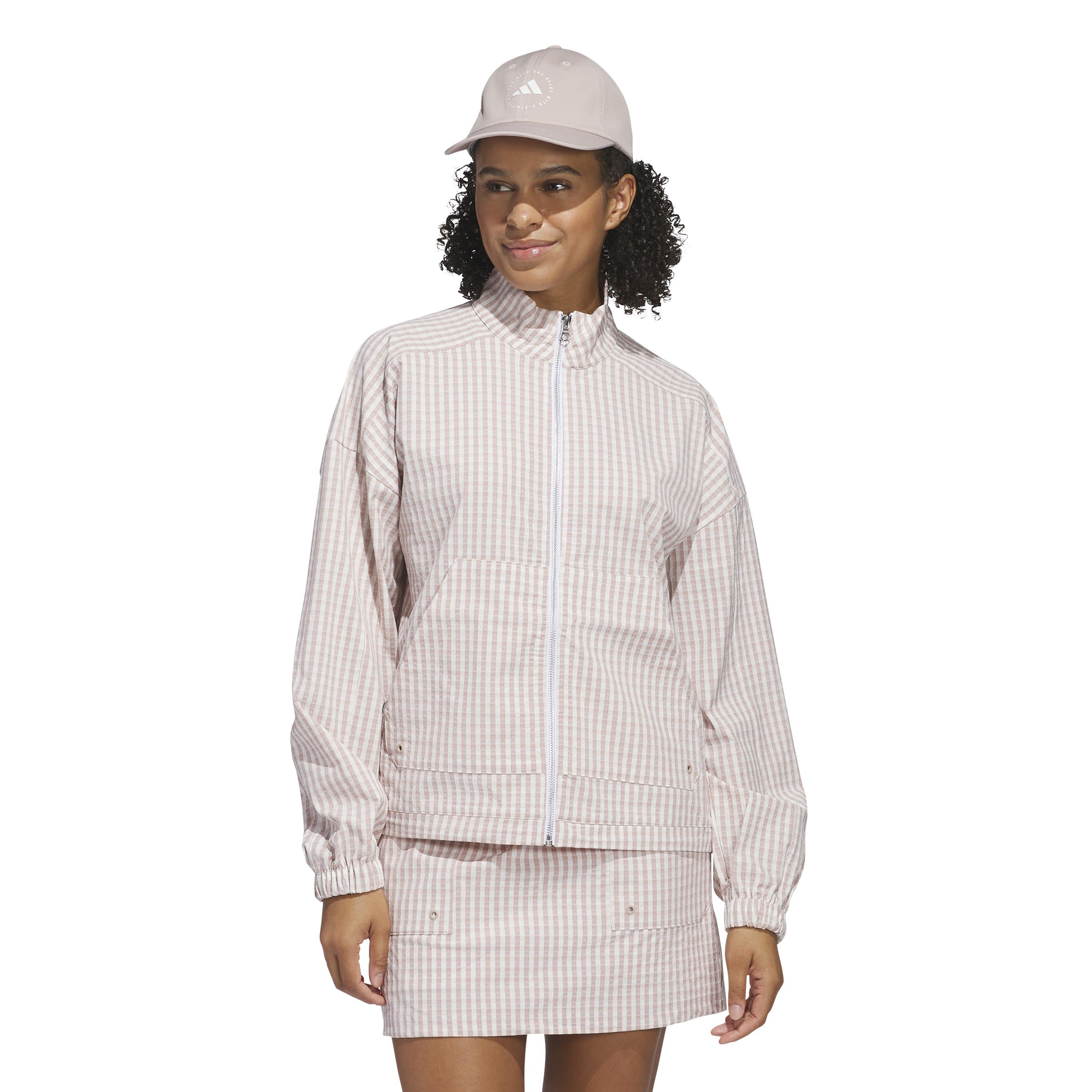 adidas Women’s Ultimate365 Gingham Jacket, Wonder Taupe, XX-Large