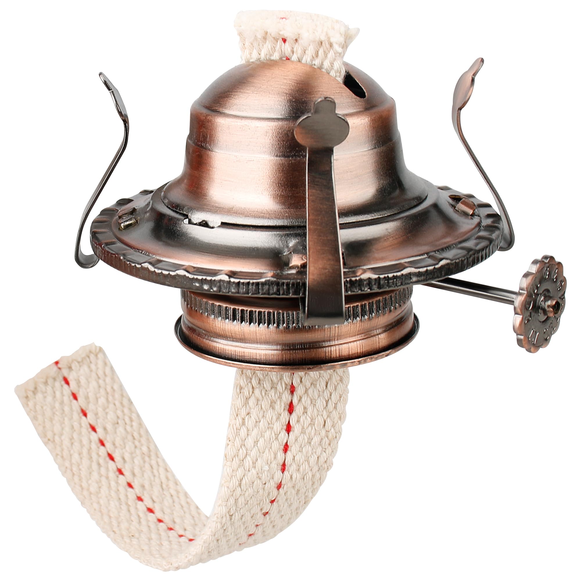 View 1 of #2 Oil Lamp Burner with Red Copper Plating – Kerosene Lamp Burner Replacement for Antique Oil Lamps, Includes Cotton Wick & Collar, Fits 3 Inch Base Chimney, Oil Lamp Parts