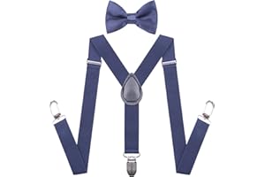 CHIYU-YANG Suspenders Bow Tie for Boys and Girls Strong Metal Clips Adjustable Design Elastic Suspender Classic Accessory Set