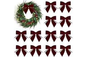 Velvet Bow Ornaments 4 x 4.5 Inch Christmas Bows for Tree, Wreath Crafts, Gift Wrapping, Wedding Festive Winter Decor, Pack o