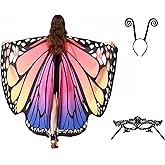 Halloween Butterfly Wings Costume for Womens,Moth Wings Butterfly Cape Adult Costume with Mask,Headband