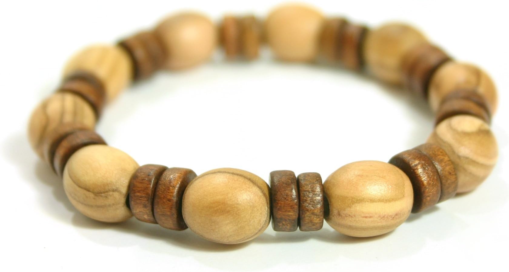 Handmade Olive Wood Beaded Bracelet with Brown Beads - Fair Trade