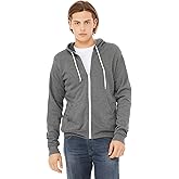 Bella+Canvas Unisex Zip-Up Poly-Cotton Fleece Hoodie - Deep Heather - XS