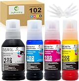 JoyPrinting 102 Ink Replacement 4-Pack for Epson EcoTank 102 BK/C/M/Y