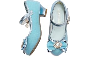 Amtidy Girls Dress Shoes Mary Jane Wedding Party Shoes Glitter Bridesmaids Princess Heels