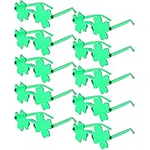 10 Pairs St. Patricks Day Glasses, Irish Green Four Leaf Shamrock Glasses Eyeglasses for Saint Patricks Day Party Props Favors, Saint Paddy Day Accessories