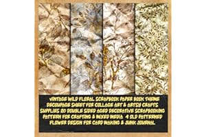 vintage wild floral scrapbook paper book theme decoupage sheet for collage art & artsy crafts supplies 20 double sided aged decorative scrapbooking ... flower design for card making & junk journal