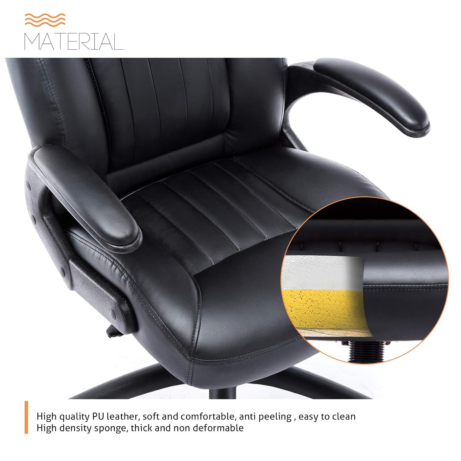 Sedia Ufficio Girevole - Regolabile In Altezza, Base Cromata, Ecopelle, Montaggio Semplice - Foto 3