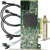 SAS HBA Card Compatible with LSI 9300-8i IT Mode 8-Port with SATA Cables | SAS3008, PCIe 3.0 x8, 2x 8643 to SATA Cables, PCIe SATA Expansion Card, HBA Controller for ZFS TrueNAS unRAID NAS