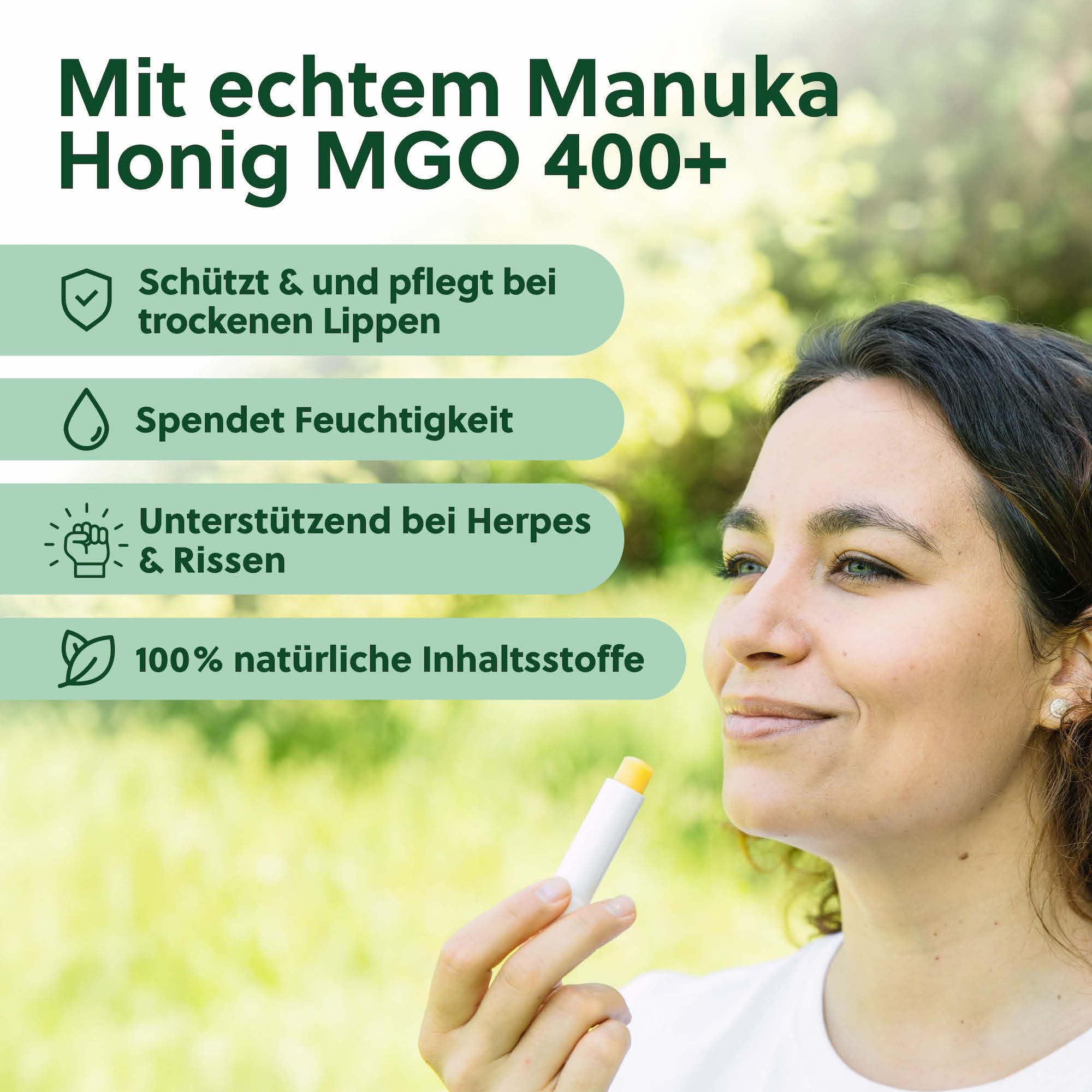 beegut Manuka Lippenpflege – Lippenbalsam mit Manuka Honig MGO 400+, Propolis & Bienenwachs – spendet Feuchtigkeit & schützt intensiv – natürliche Lippenpflege für sehr trockene Lippen 2