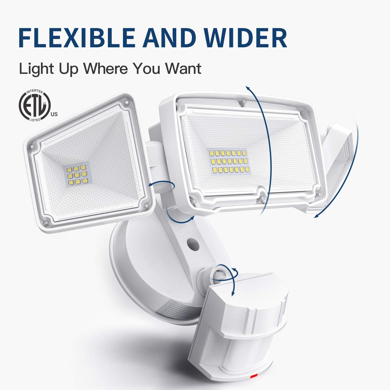 3 Head LED Security Lights Motion Outdoor Motion Sensor Light Outdoor 40W 3500 Lumens 5000k Waterproof IP65 ETL Motion Sensor Flood Light Exterior Security Light led: Home Improvement