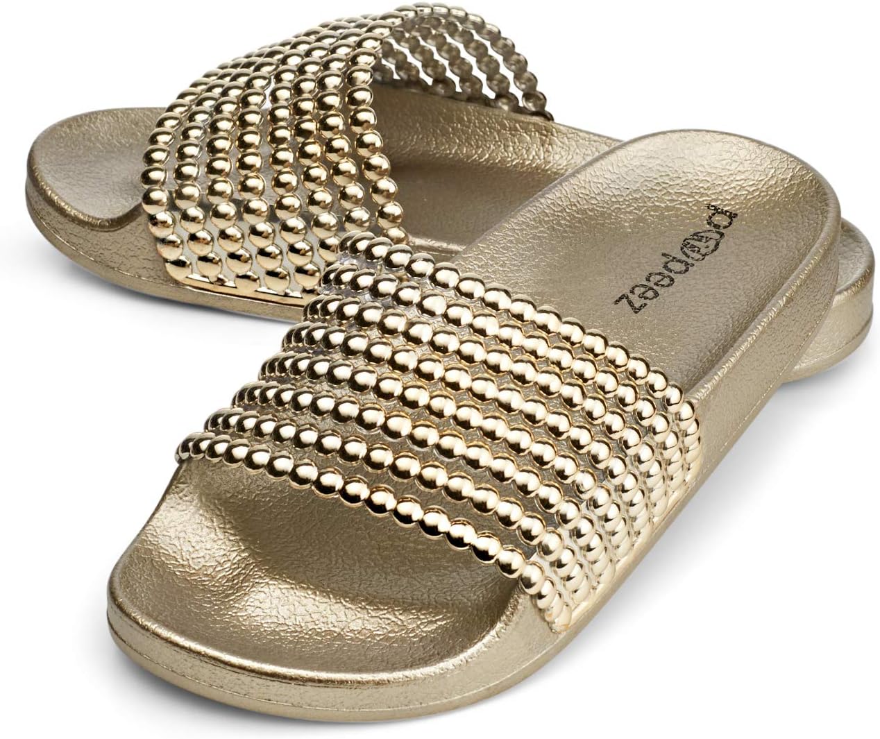 Pupeez Flat Slide Sandals for Kids with A Pearl Detail Strap