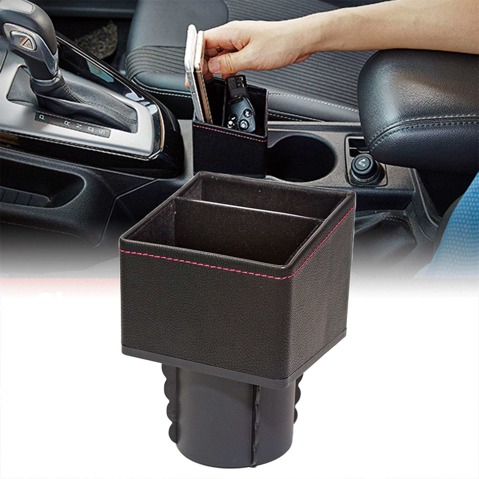 Kwak's Car Center Control Storage Box Square Container Cup Holder Pocket Console Pocket Car Seat Catcher Pocket Organizer Storage Box Bottle Phone Holder Key Coin Collector Car Interior(B type)