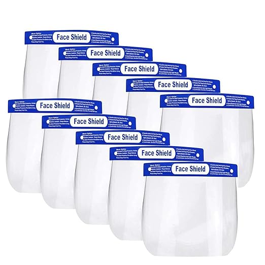 Generic Disposable Safety Face Shield Universal Transparent Full Face Protective Visor Eye And Head Protection Facial Cover for Women & Men (10 Pcs)