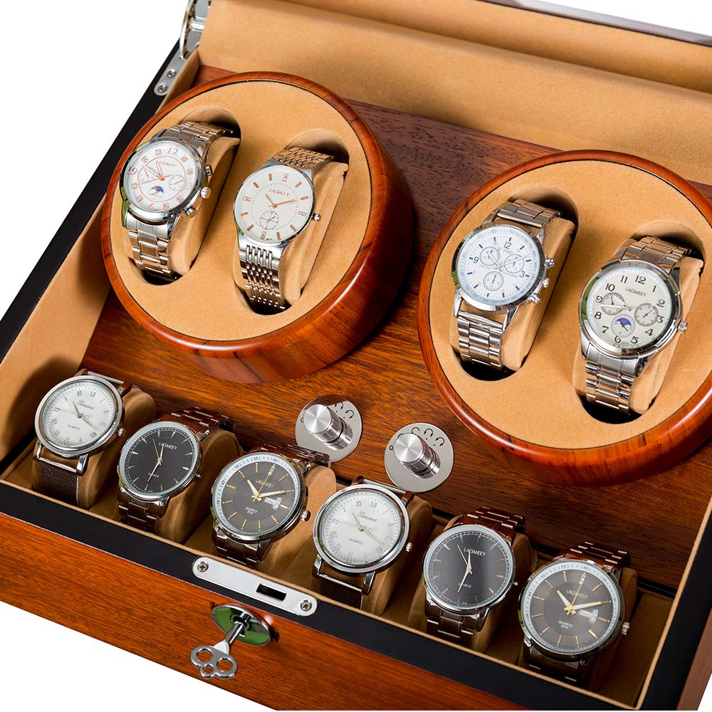 JQUEEN 4 Automatic Watch Winder with 6 Storage Case (Mandshurica)