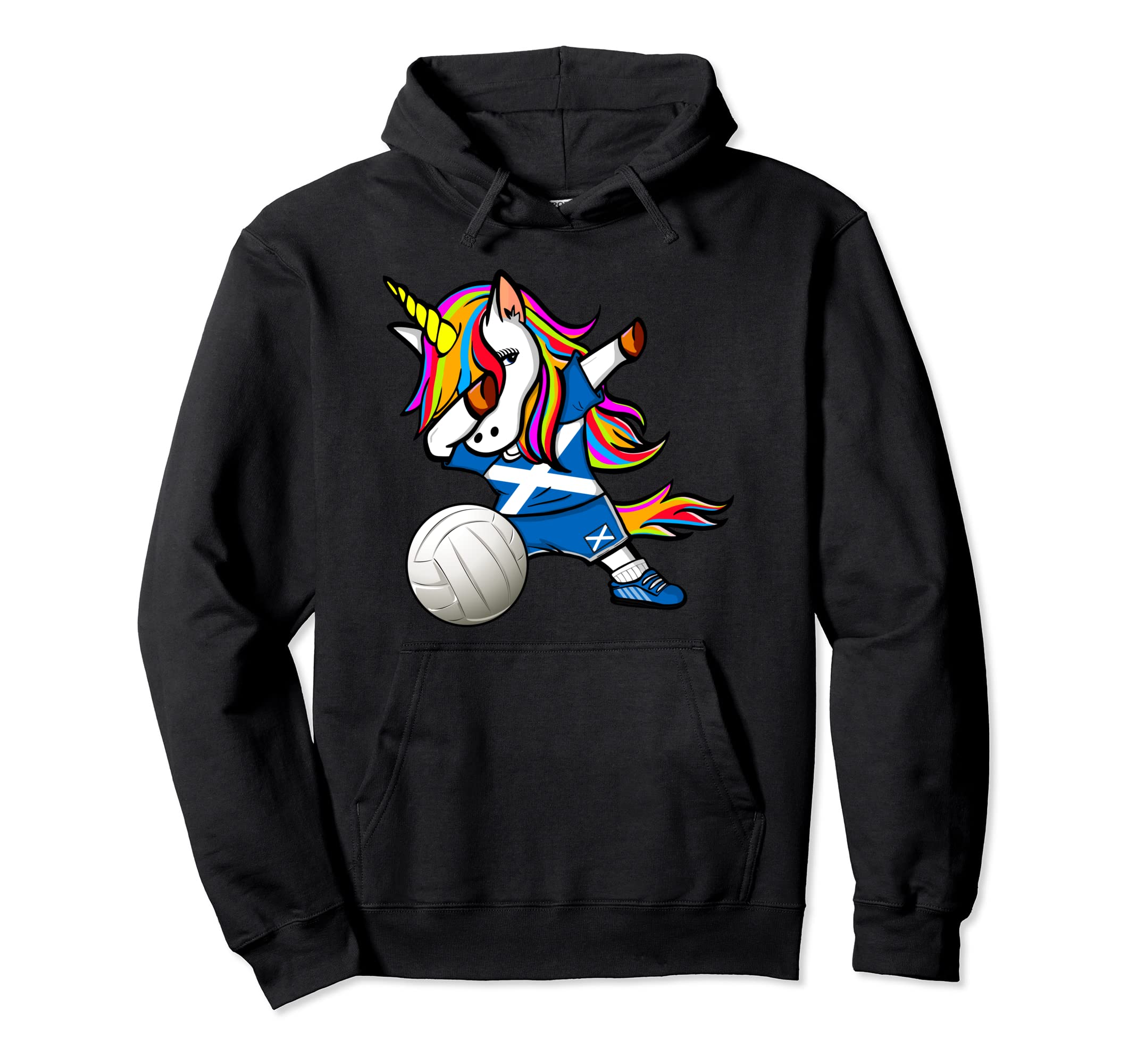Dab Unicorn Scotland Volleyball Fans Jersey Scottish Flag Pullover Hoodie
