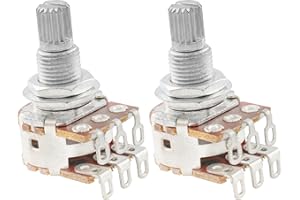Musiclily Pro Aluminium Mini Metric Sized Blend Pots MN500K Dual Balance Potentiometers with Center Detent for Guitar (Set of 2)