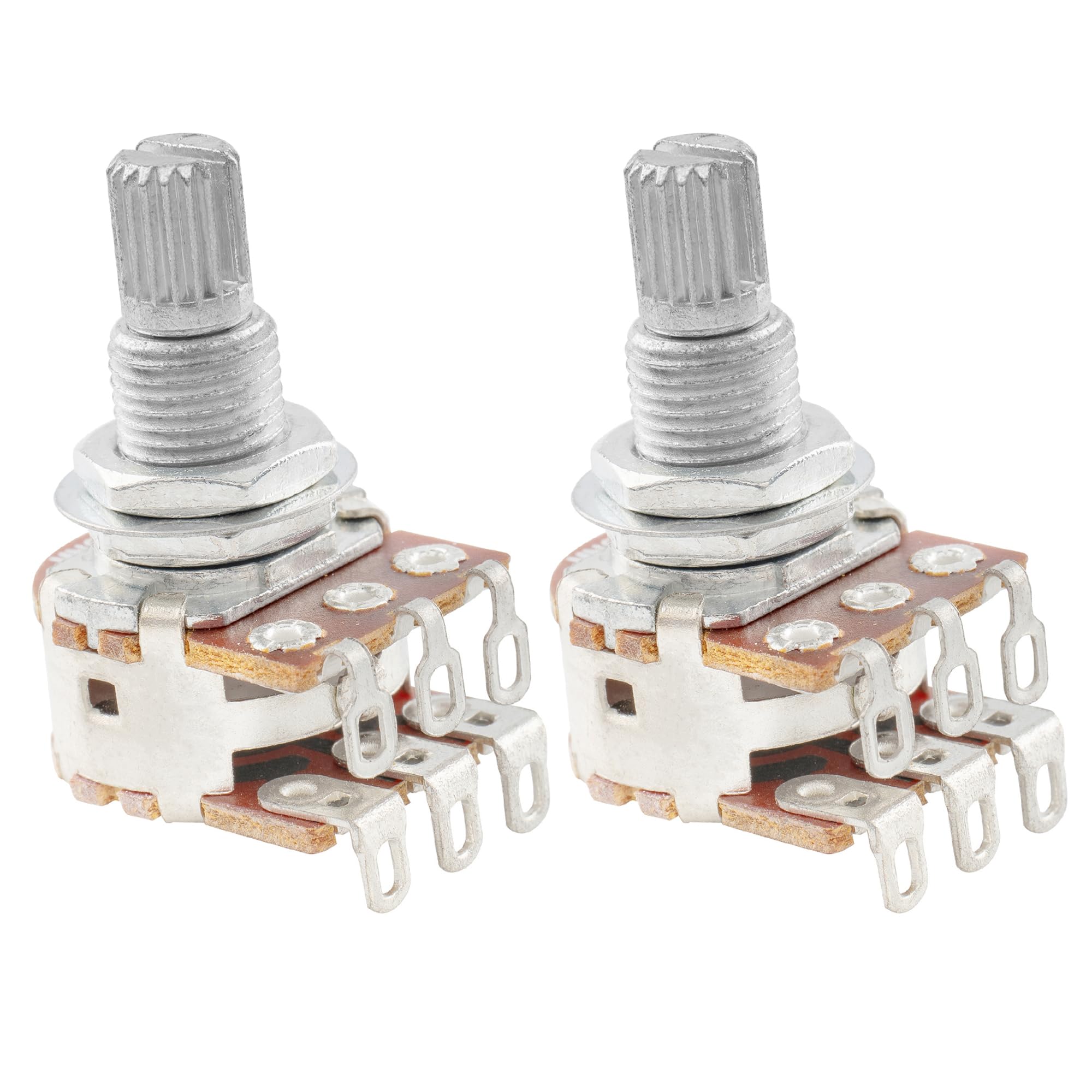 Musiclily Pro Aluminium Mini Metric Sized Blend Pots MN500K Dual Balance Potentiometers with Center Detent for Guitar (Set of 2)