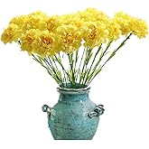 Leoyoubei 20 inch Bouquets 10 Stem Carnations,Outdoor UV Resistant No Fade Artificial Flower,Carnation Silk Petals Fake Flowers Forever Plants for Home Party and Wedding Decor (Yellow)