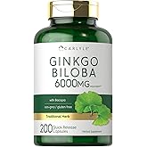 Carlyle Ginkgo Biloba Pills | 200 Capsules | with Bacoba Extract | Extra Strength, Non-GMO and Gluten Free Herbal Supplement
