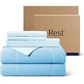 REST&reg; Evercool&reg;+ Cooling Comforter Set for Hot Sleepers, 4PC, King | 1 Comforter + 1 Fitted Sheet + 2 IONIC+ Silver Pillowcases, Cool-to-Touch for Night Sweats, Deep Pocket, Wrinkle-Free
