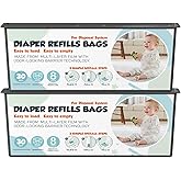 Diaper Pail Refills Bags with 30 Bags Compatible with Genie Easy Roll Signature and Platinum Diaper Pails, 7-Layer Odor-Barrier Technology, 2 Pack (60 Bags)