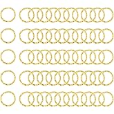 Shapenty 15mm Twisted Open Jump Rings O Ring Wire Linking Connectors Circle Frame Rings for Necklace Bracelet Keychain Dangle Earrings Jewelry Making, 50PCS (Gold)