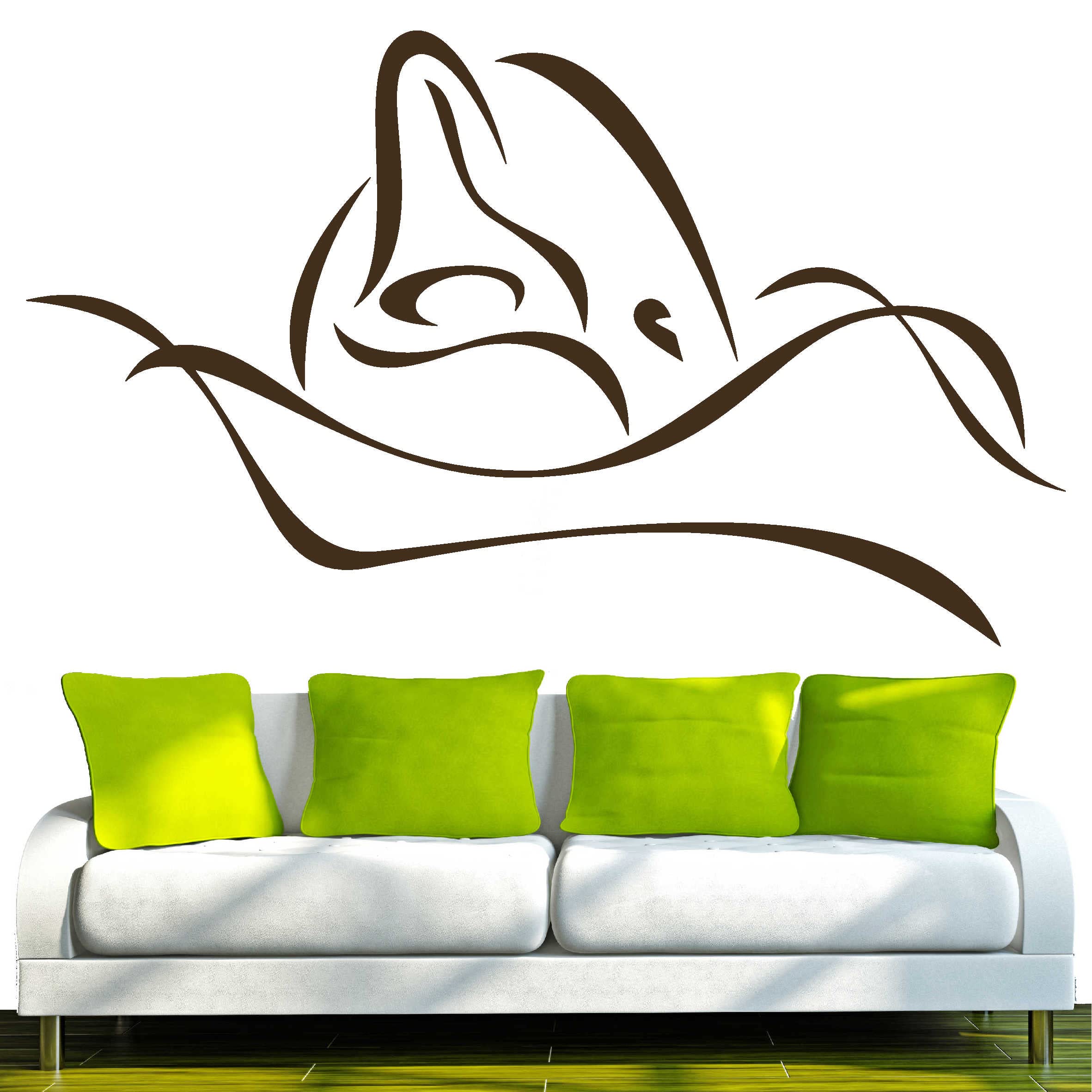 INDIGOS Wall Sticker d243 Beautiful Dolphin Tribal 40 x 23 cm Brown, Vinyl, 40 x 23 x 1 cm