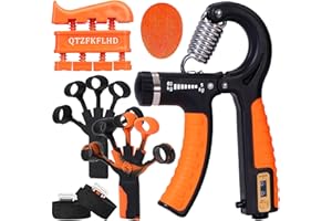 QTZFKFLHD Grip Strength Trainer with Forearm Strengthener, Hand Grip Strengthener, Hand Extension Exerciser, Stress Relief Ball and Hand Grip Strengthener for Muscle Building and Injury Recover(5 PCS)