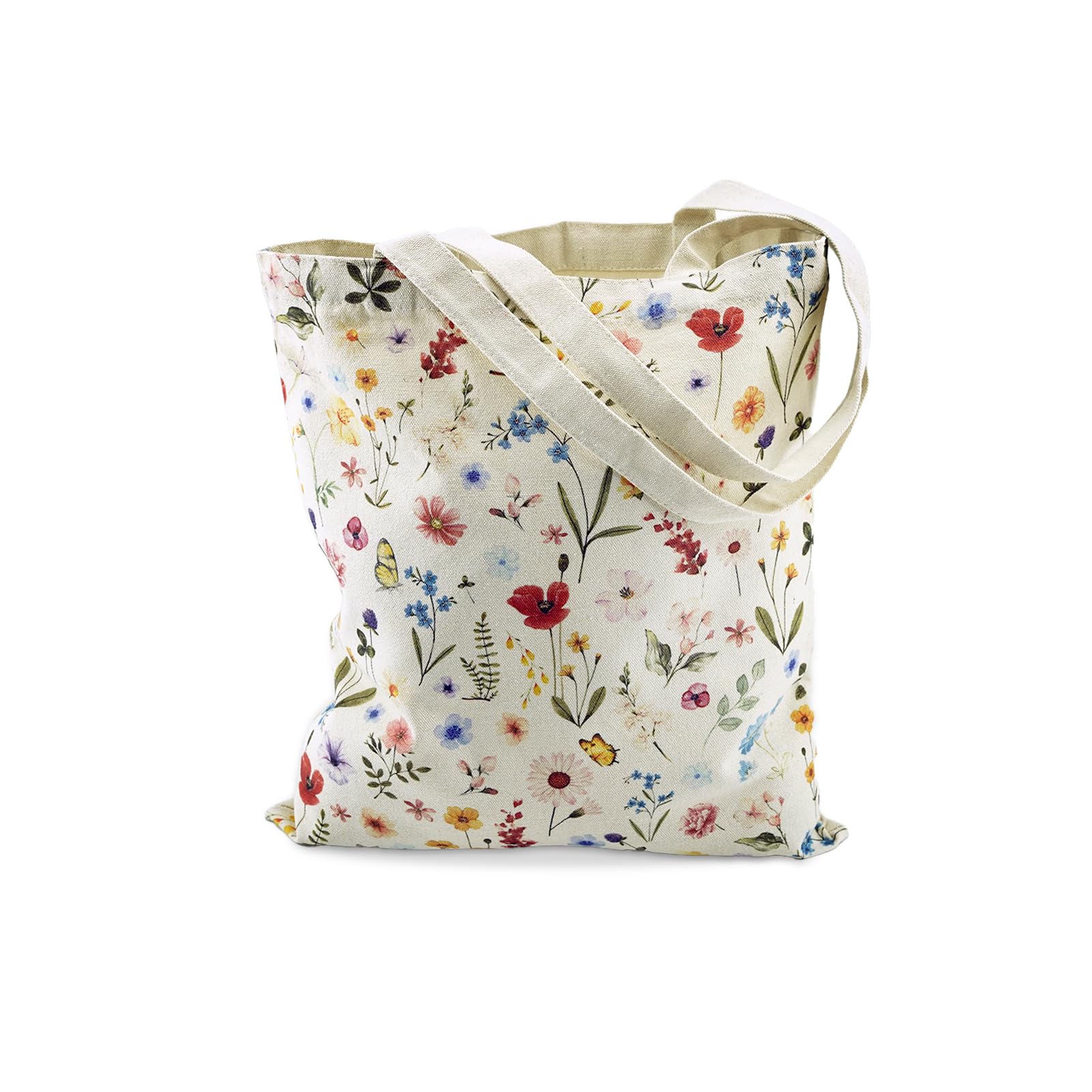 Avezano Canvas Tote Bag for Women & Girls - Colorful Floral Design, Reusable for Shopping, Work & Travel