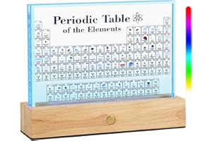 TINCINES Periodic Table with Real Elements Inside, Real Periodic Table of Elements, Acrylic Periodic Table Display with 83 Real Samples, Colorful Wooden Base, Gift for Student, Teachers Crafts Decor